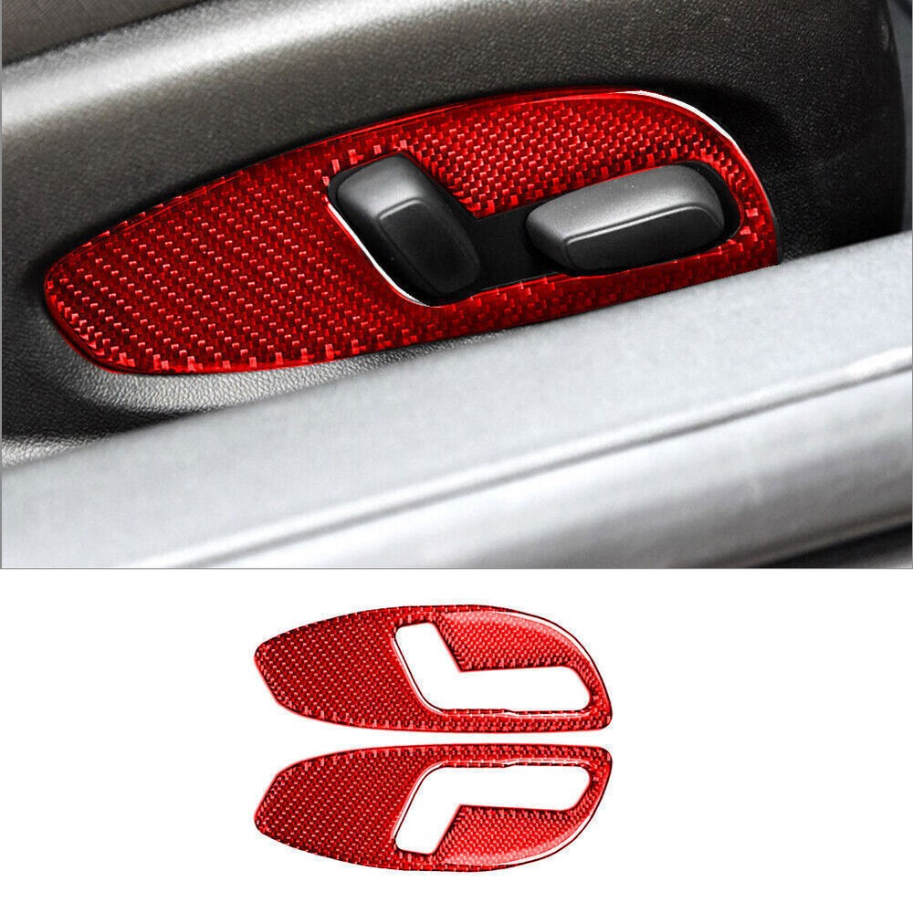 Chevrolet Camaro Red Carbon Fiber Seat Control Button Cover Trim 2pcs