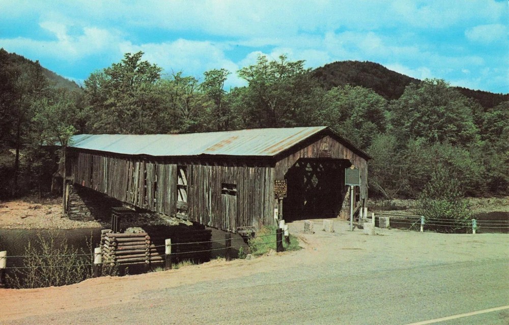 Scott Bridge over West River - Covered Bridge - Townshend Vermont VT - Postcard