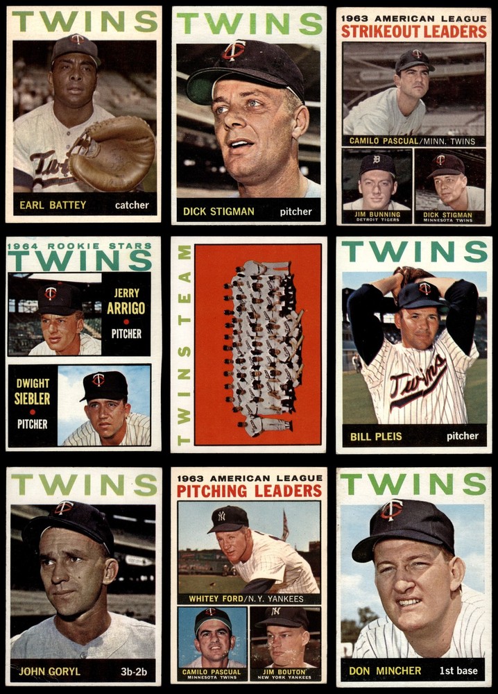 1964 Topps Minnesota Twins Near Team Set 3.5 - VG+ 7251671 (18 / 36 cards)