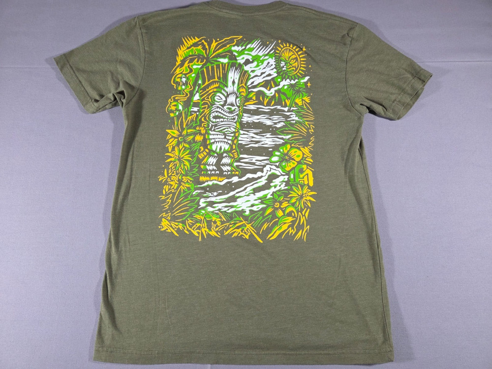 Into The AM T Shirt Mens Medium Green Graphic Double Sided Short Sleeve