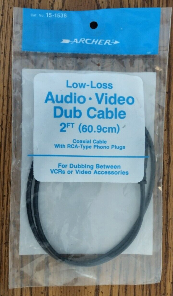 NOS Radio Shack Low Loss Audio Video Dub Cable Archer 15-1538 2 feet 60.9cm RCA