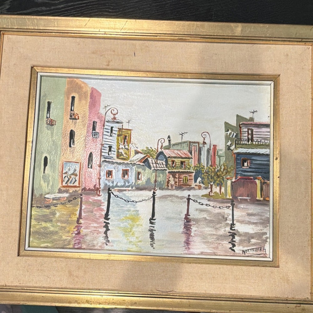 Original Signed Framed Impressionist Cityscape Oil Painting Caminito
