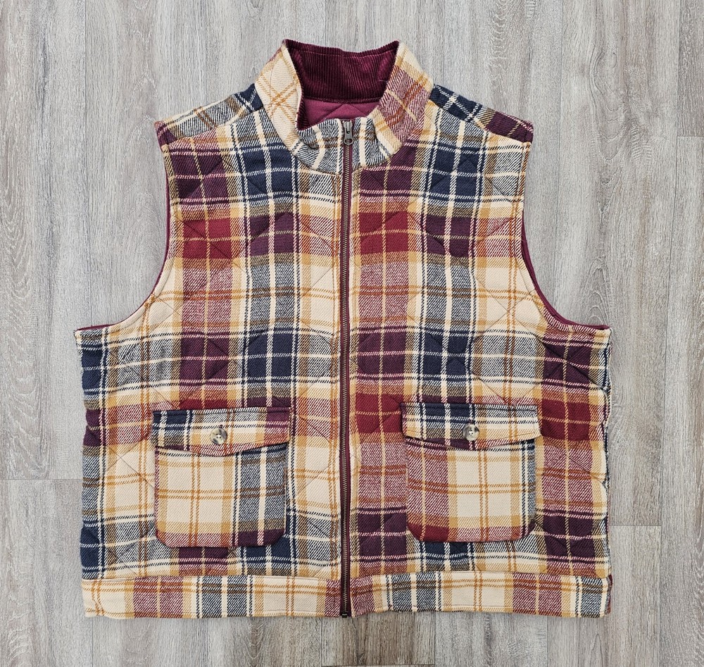 Vintage 80s 90s Natural Reflections Womens Sz 2X Vest Plaid Full Zip