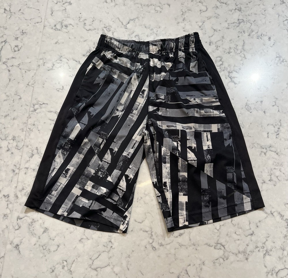 Nike Dri-Fit Black Gray Abstract Graphic Athletic Shorts Size Large L Men’s-image
