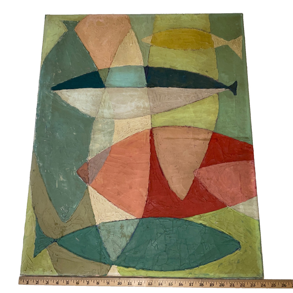Mid Century Modern abstract original oil painting vintage 1950s art