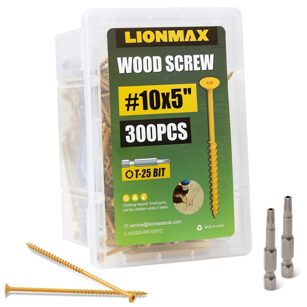 5-Inch #10 Deck Screws - 300 PCS Rust-Resistant Wood Screws