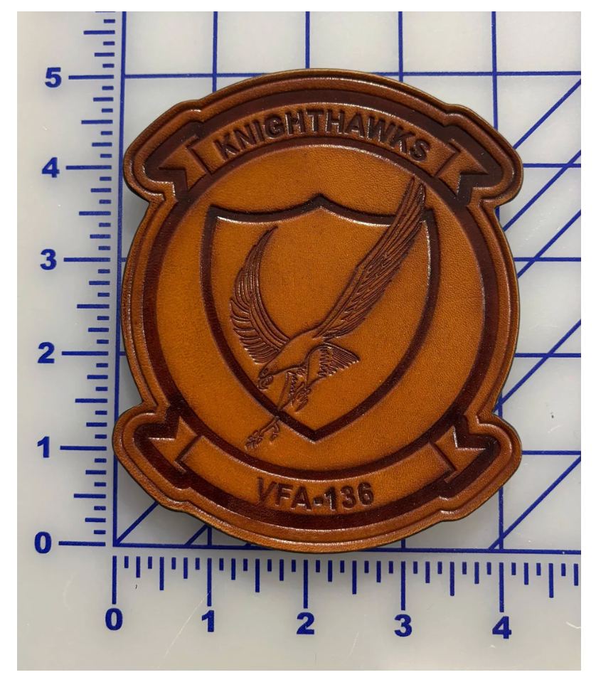 NAVY VFA-136 KNIGHTHAWKS SQUADRON ANTIQUE LEATHER PATCH
