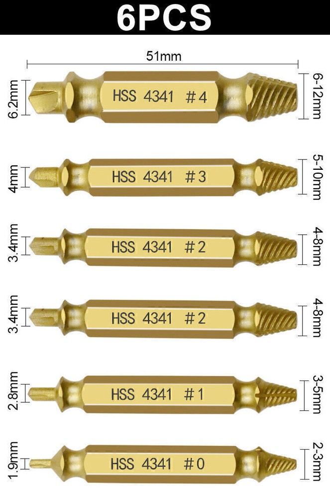 Broken Bolt Remover Screw Extractor Kit Reverse Drill Bits Easy Out Damaged Stud Repair  