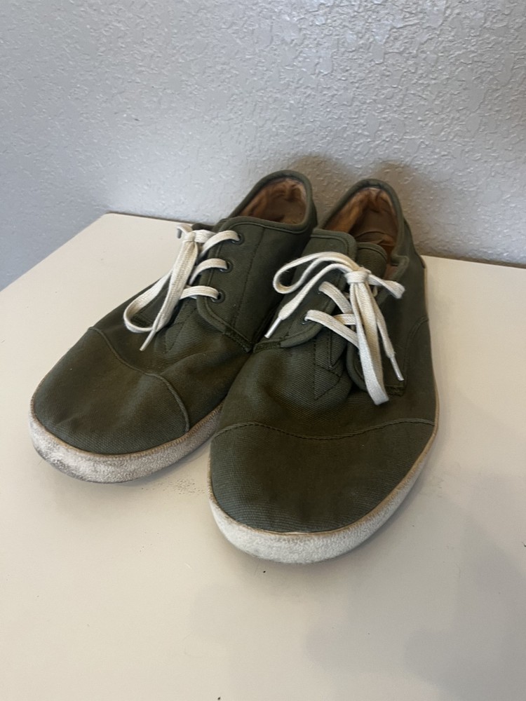 TOMS Men's Casual Canvas Shoes Brown Lace Up Logo Sneakers Size 13