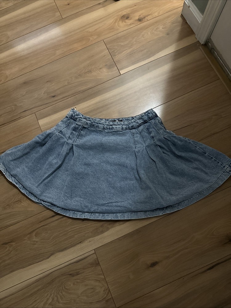 Y2K Acid Wash Blue Denim Skirt Size 12 BooHoo-image