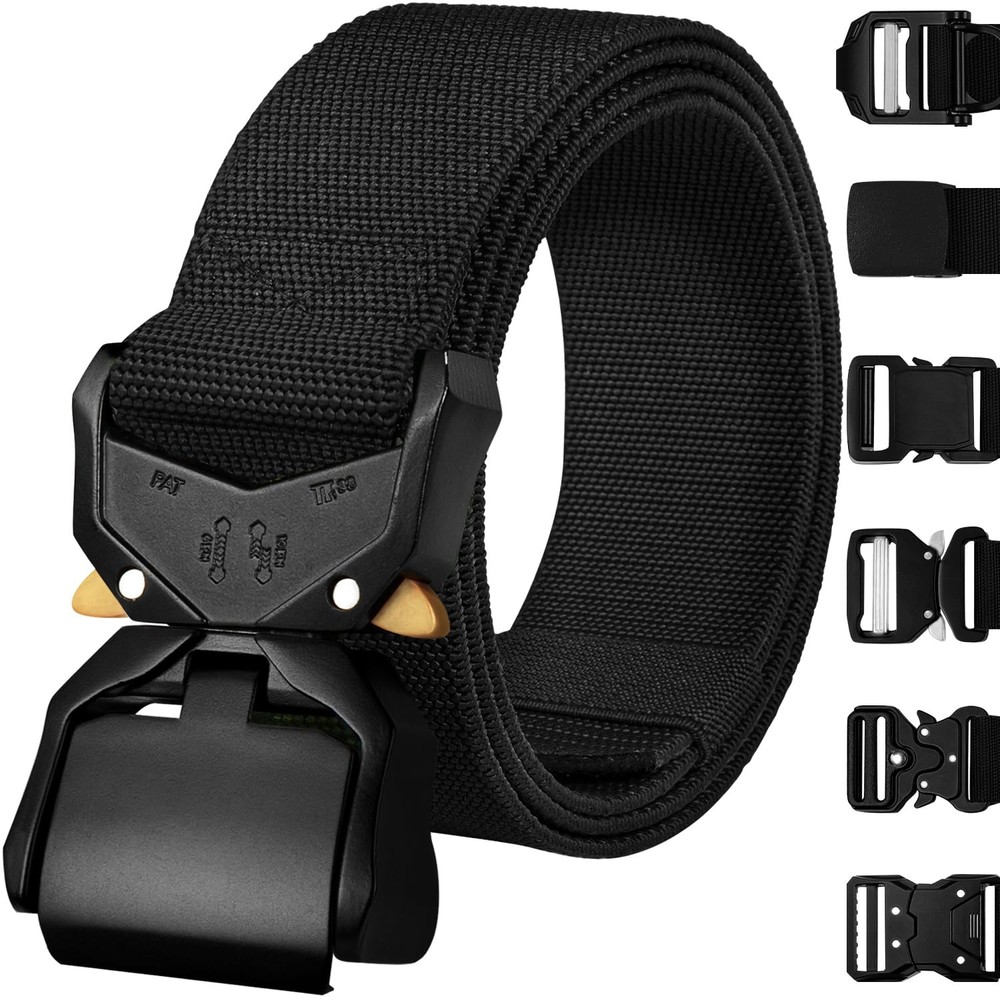 TECEUM Tactical Belt – Black B1 M – Heavy-Duty Military, Work, Hiking,Rigger,...