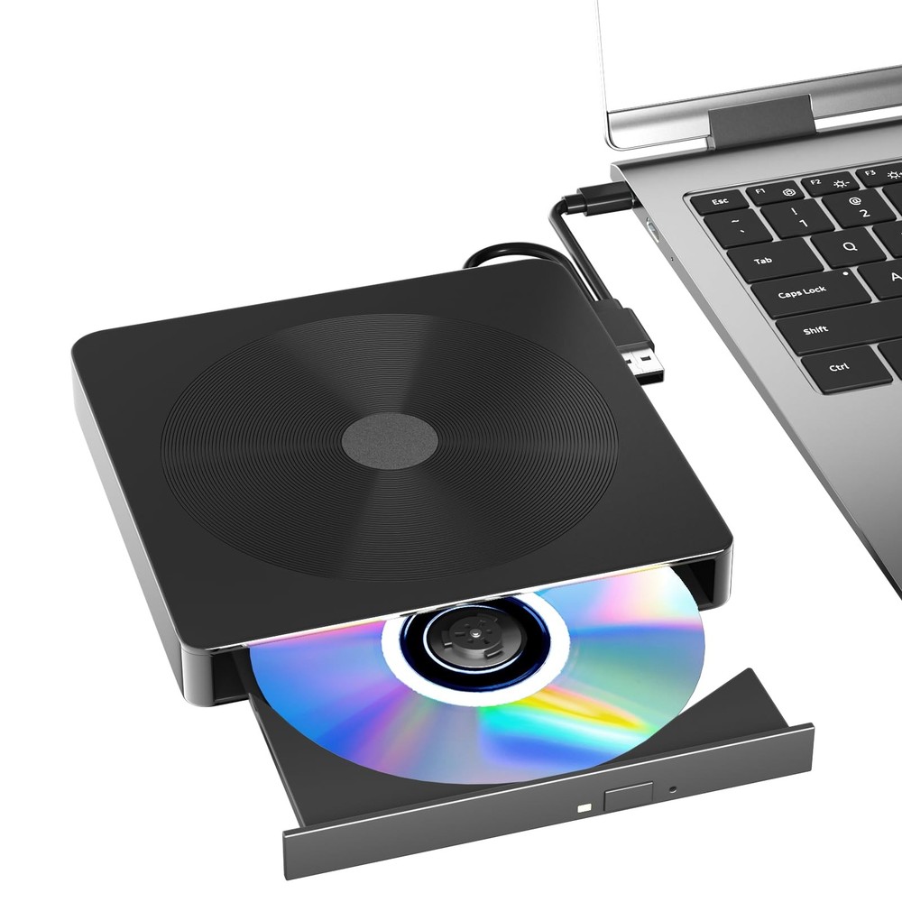 Portable USB 3.0 & Type-C External CD DVD Drive Burner for Laptop PC Mac