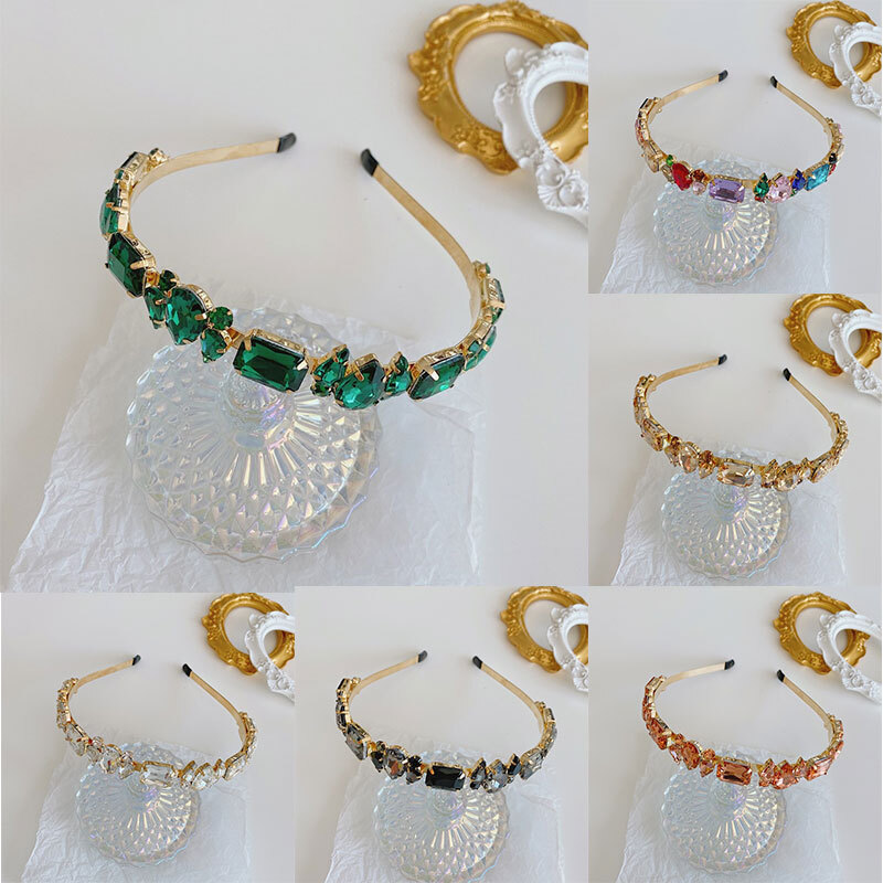 Vintage Colorful Gem Baroque Rhinestone Crystal Headband 1PCS Elegant Head Hoop