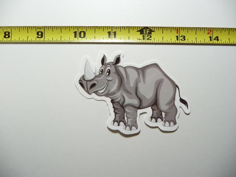 Happy Rhino Zoo Animal Decal Sticker Wild Cute Fun