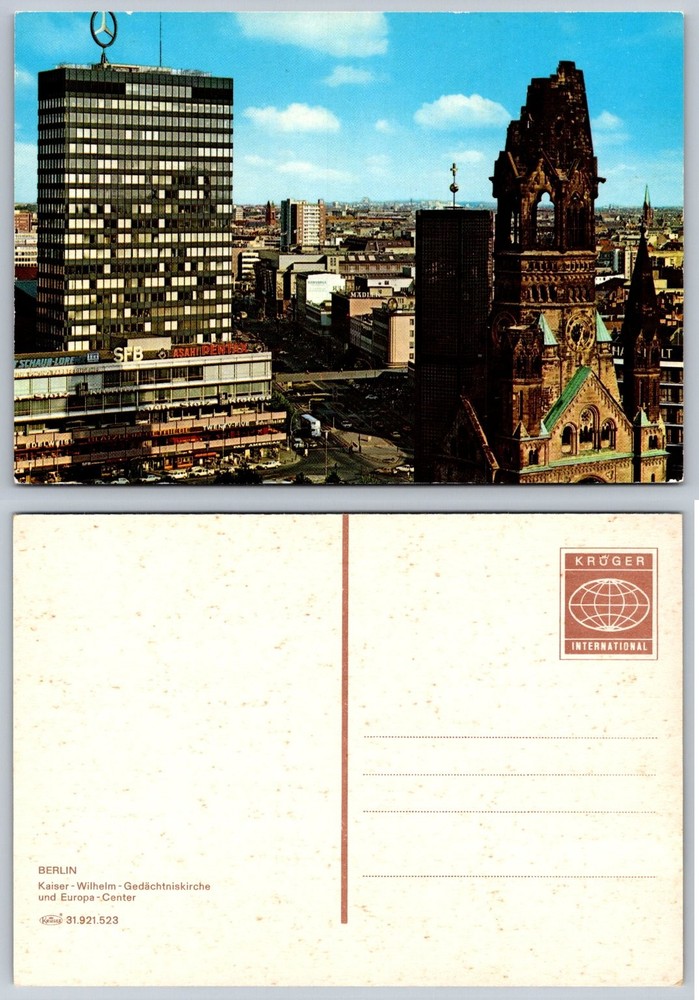 Berlin Kaiser Wilhelm Memorial Church Europa-Center 1960s Krüger Postcard