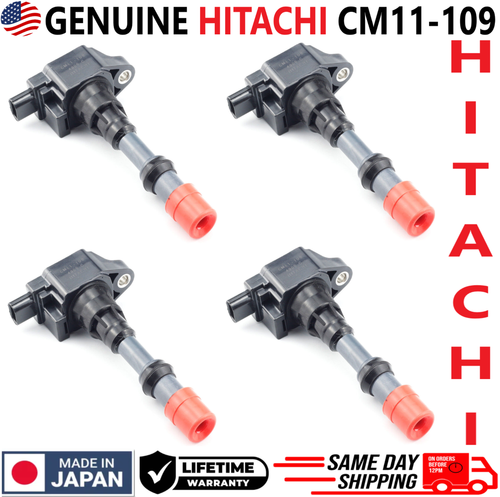 GENUINE HITACHI x4 Ignition Coils For 2003-2005 Honda Civic 1.3L I4, CM11-109