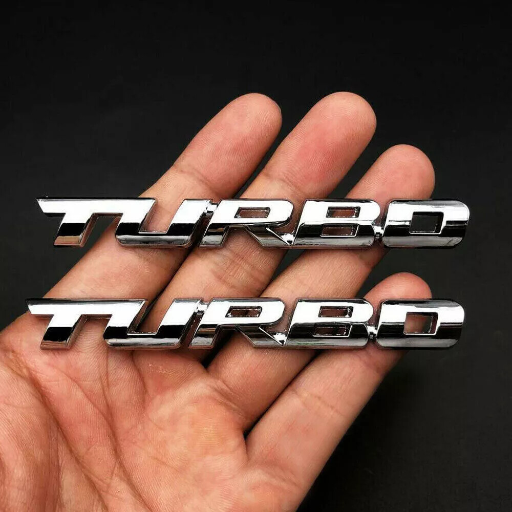 2x Car Exterior Accessories 3D Metal TURBO Logo Auto Emblem Badge Decal Sticker