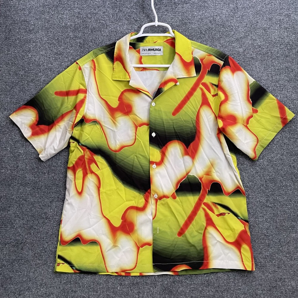 Zara Rhuigi Rhude X Zara Button Up Shirt Men’s Sz M Short Sleeve Abstract