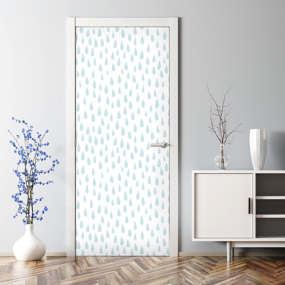 Self-adhesive raindrop decal bubble-free watercolor door art sticker