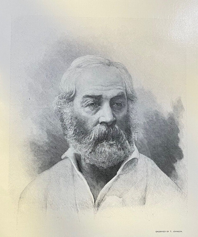 1893 Vintage Magazine Illustration Poet Walt Whitman