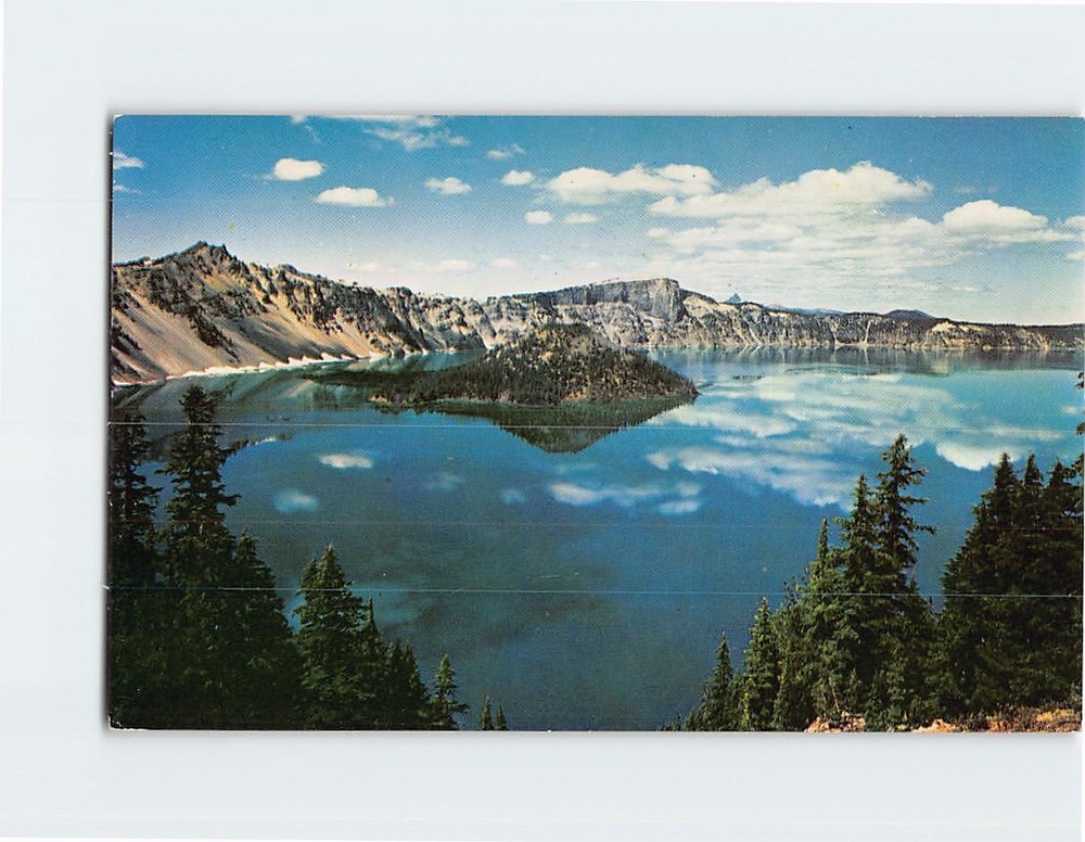 Postcard Wizard Island Crater Lake Oregon USA