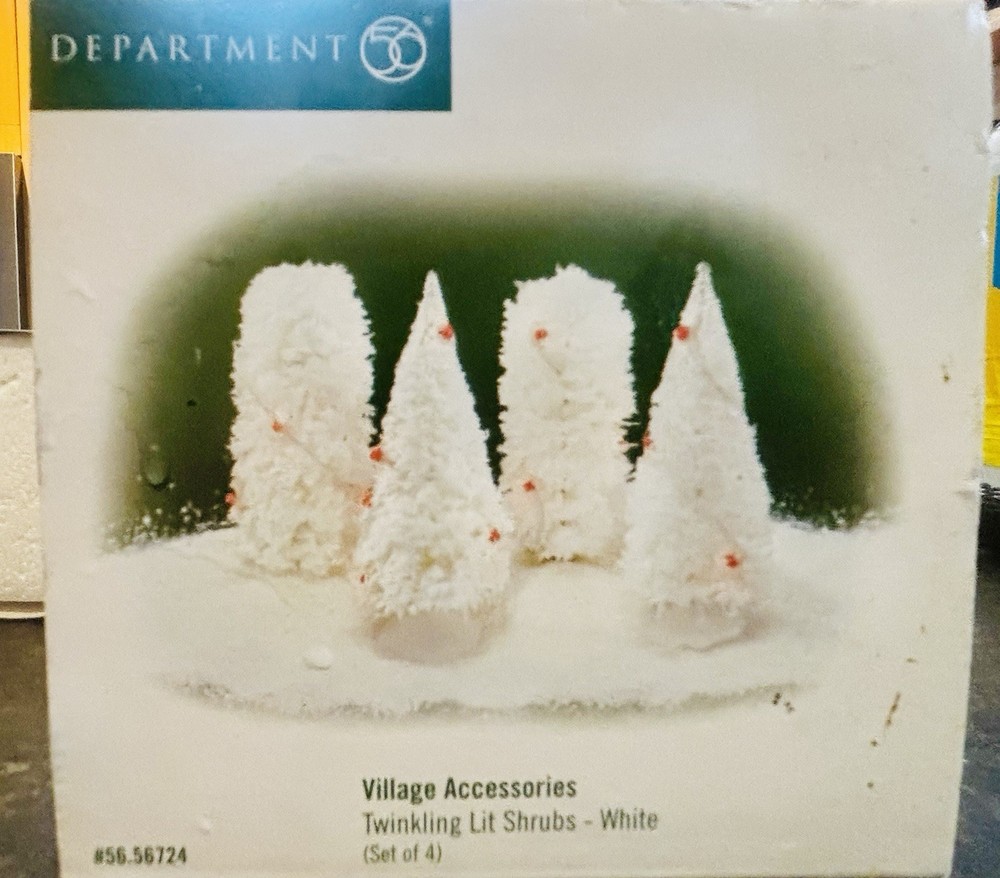 DEPT 56 ~ Twinkling Lit Shrubs White ~ Set of 4 ~ # 56-56724