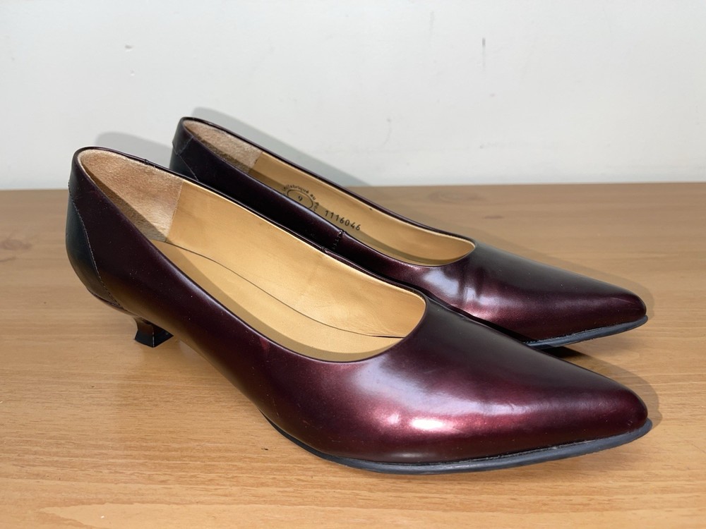 John Fluevog Veda Burgundy Leather Pumps Size 9 Lightly Worn