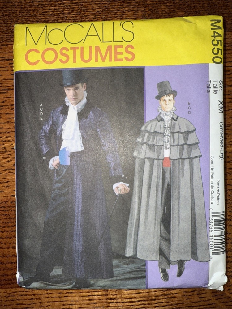 McCalls Sewing Pattern  Costume M4550 Mens Size S-L