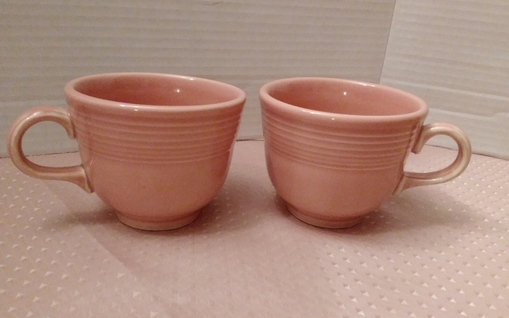 Vintage Fiesta Ware Tea Cup Mug Set Of 2 Homer Laughlin Fiestaware Pink