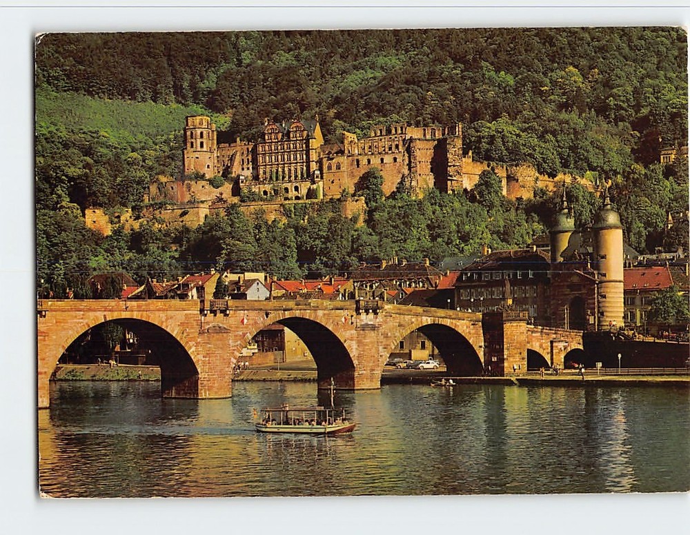 Postcard Heidelberg Castle and the Old Bridge in Heidelberg Germany