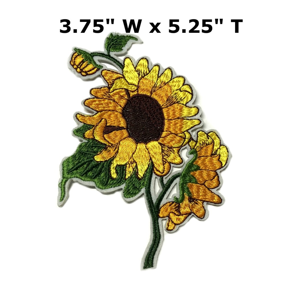 Sunflower 70s hippie retro boho weed love applique iron-on embroidered patch new