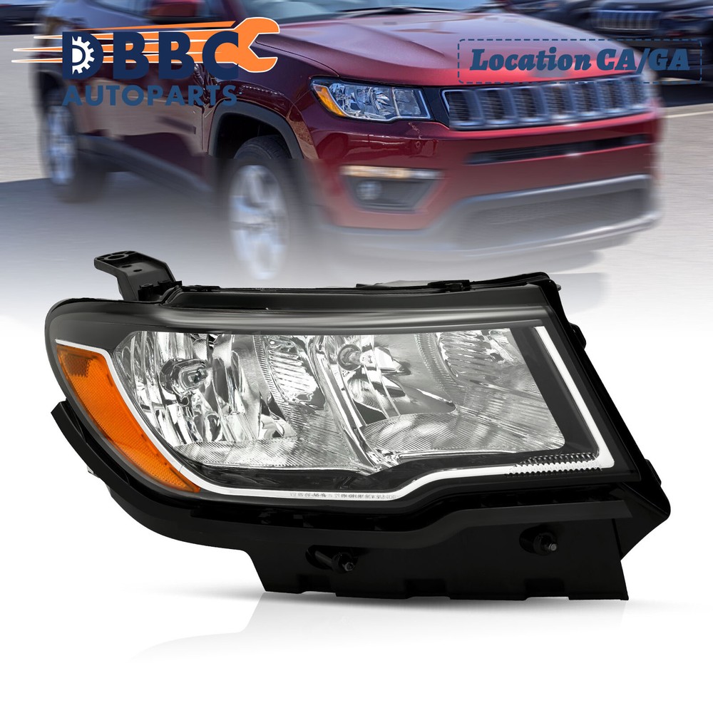 For 2017-2021 Jeep Compass Passenger RH W/Bulb Halogen Headlamp Right Headlight