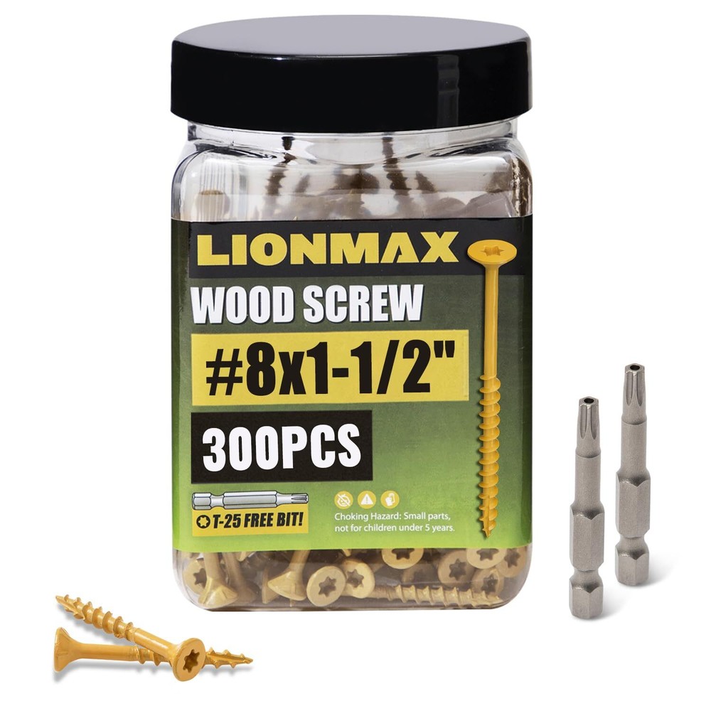 1-1/2 Inch Deck Screws #8 300 PCS Rust Resistant Tan T25 Drive