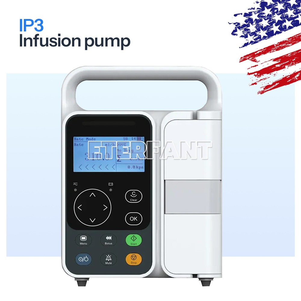 IP3 Portable Infusion Pump Real-time Alarm LCD Display Built-in Battery KVO Mode