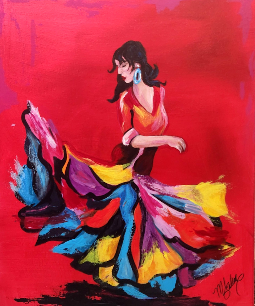 Flamenco Dancer Painting 16x20 Original Colorful Spanish Wall Art