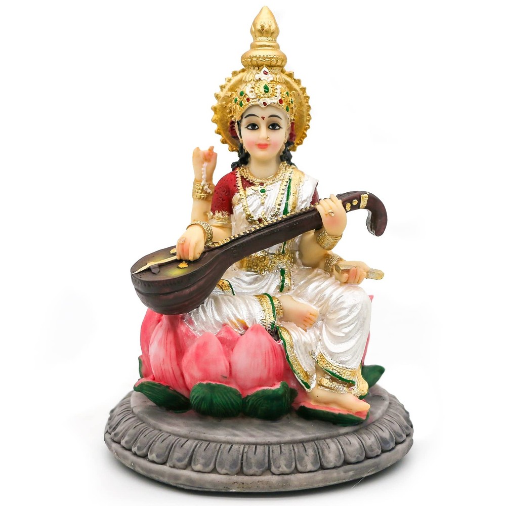 Hindu Goddess Saraswati Idol Statue - 5.1â€H Saraswati Statue Indian Spiritual