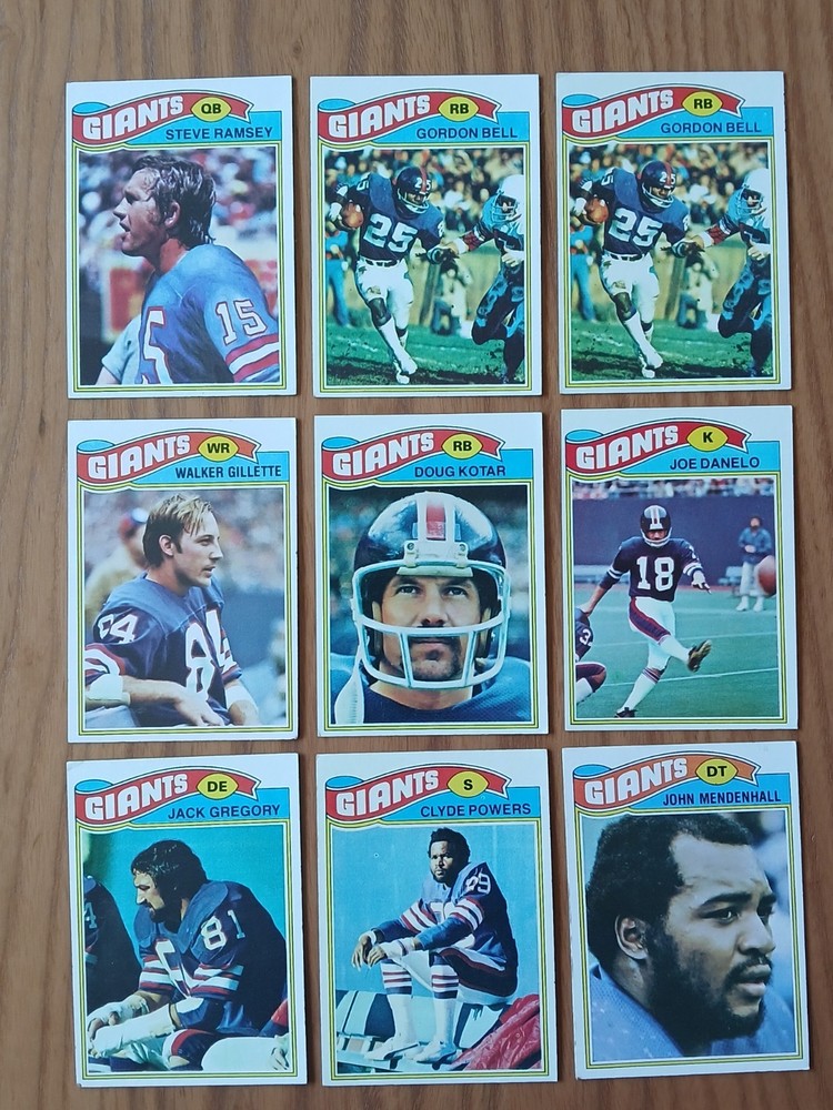 1977 Topps NEW YORK GIANTS Football - 9ct Lot - STEVE RAMSEY GORDON BELL RC - EX