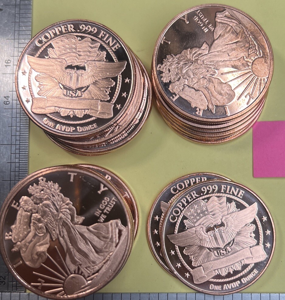 1oz Copper Walking Liberty  — Round Coin   ADVP .999  Free Shipping    Lot - 73