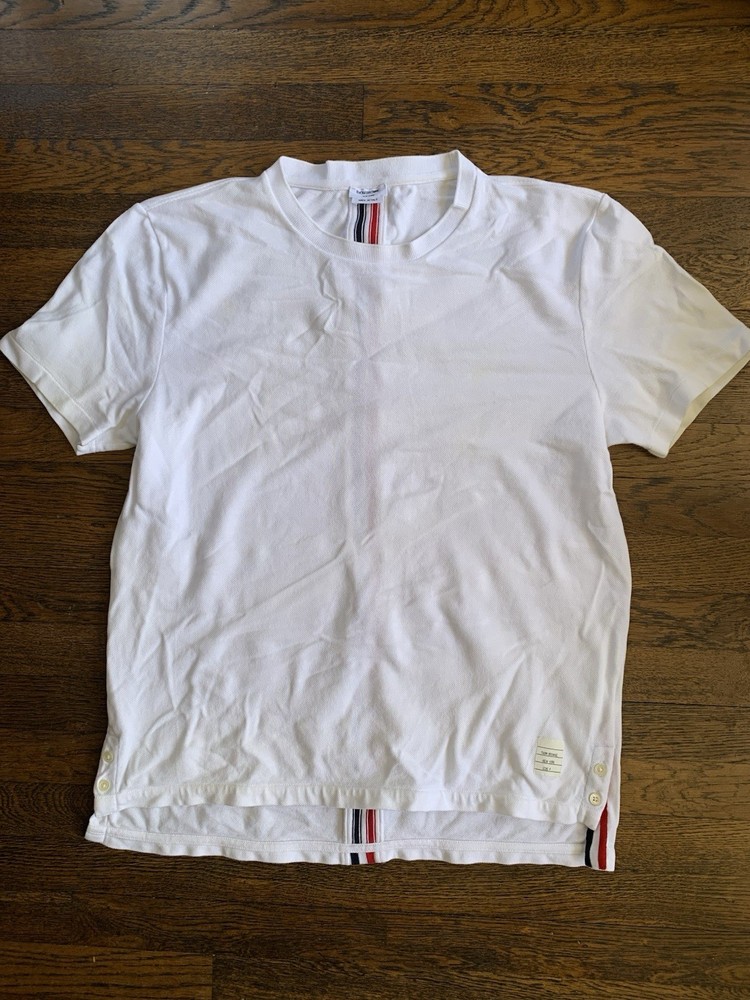 Thom Browne Crew Neck White Stripe TShirt Tee Men’s sz 4 Italy