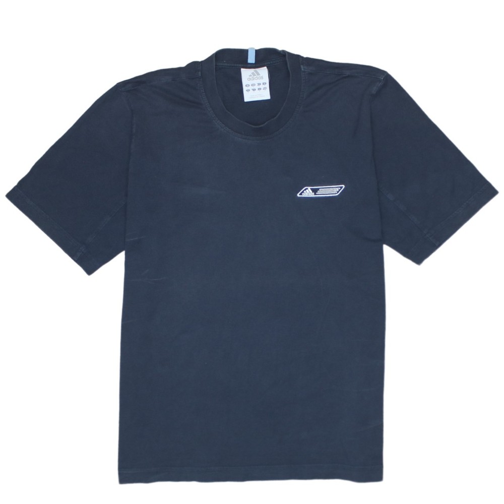 Adidas Mens T Shirt Navy Blue Cotton Jersey Knit Small Chest Logo Graphic S