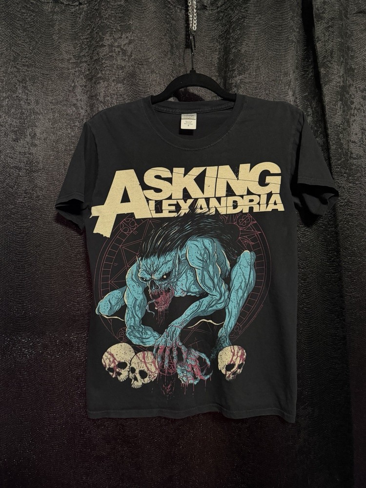 Vintage 2012 Asking Alexandria Gargoyle Black Tshirt Euro Small Rare