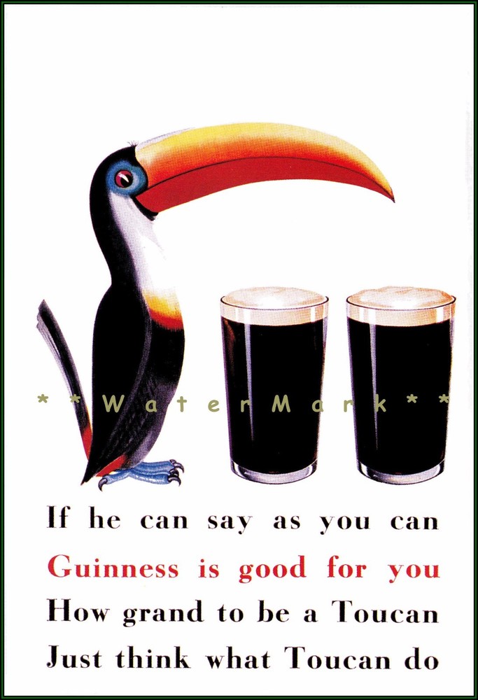 How Grand To Be A Toucan Guinness Vintage Poster Print Beer Advertising