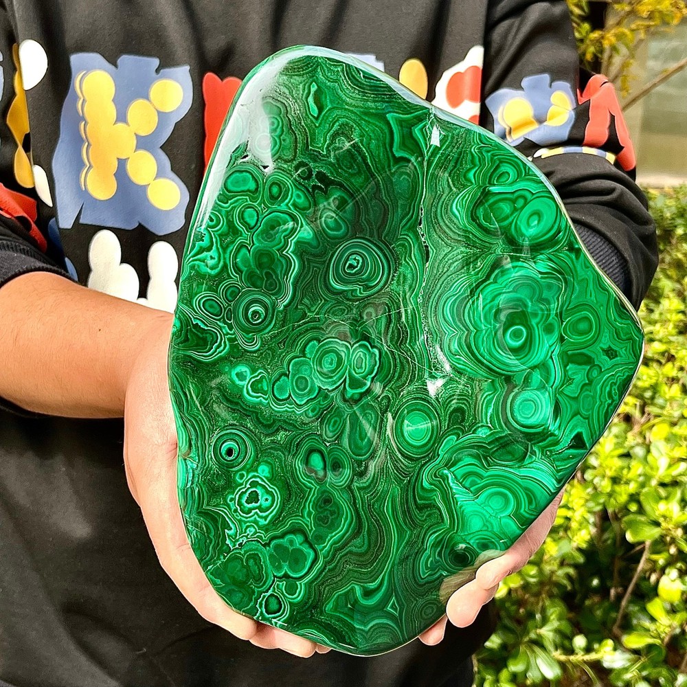 9.28LB Natural glossy Malachite transparent cluster rough mineral sample