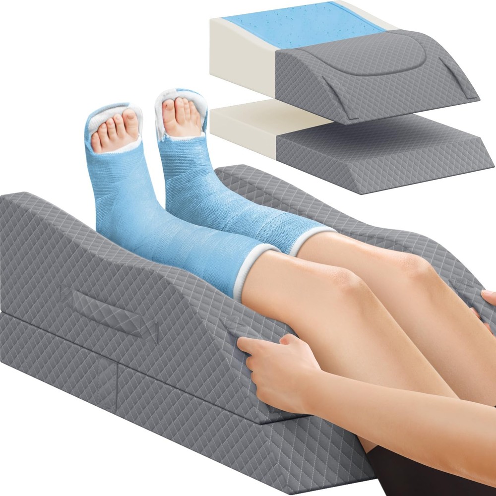 Adjustable Memory Foam Leg Elevation Pillow with Comfort Pad