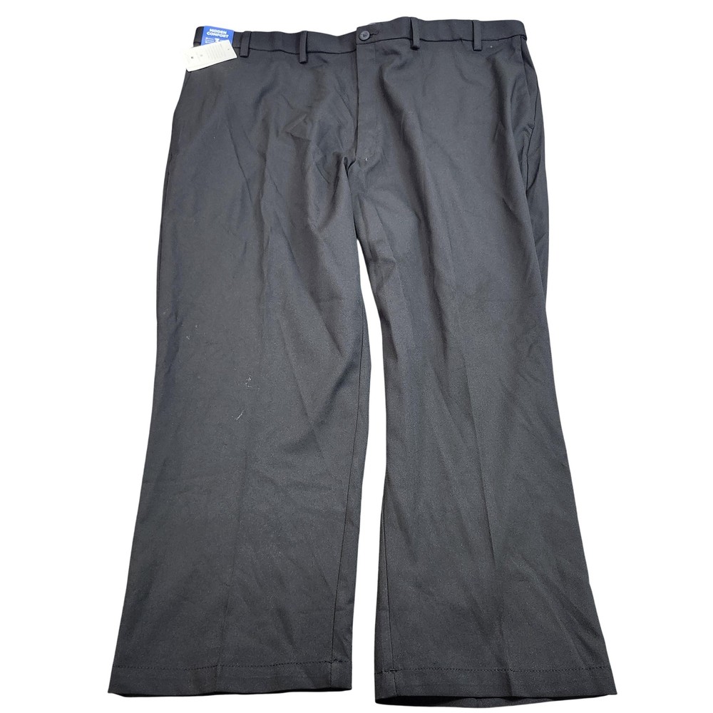 Haggar Dress Pants Mens 48x29 Black Cool Right Classic Fit Big & Tall Stretch