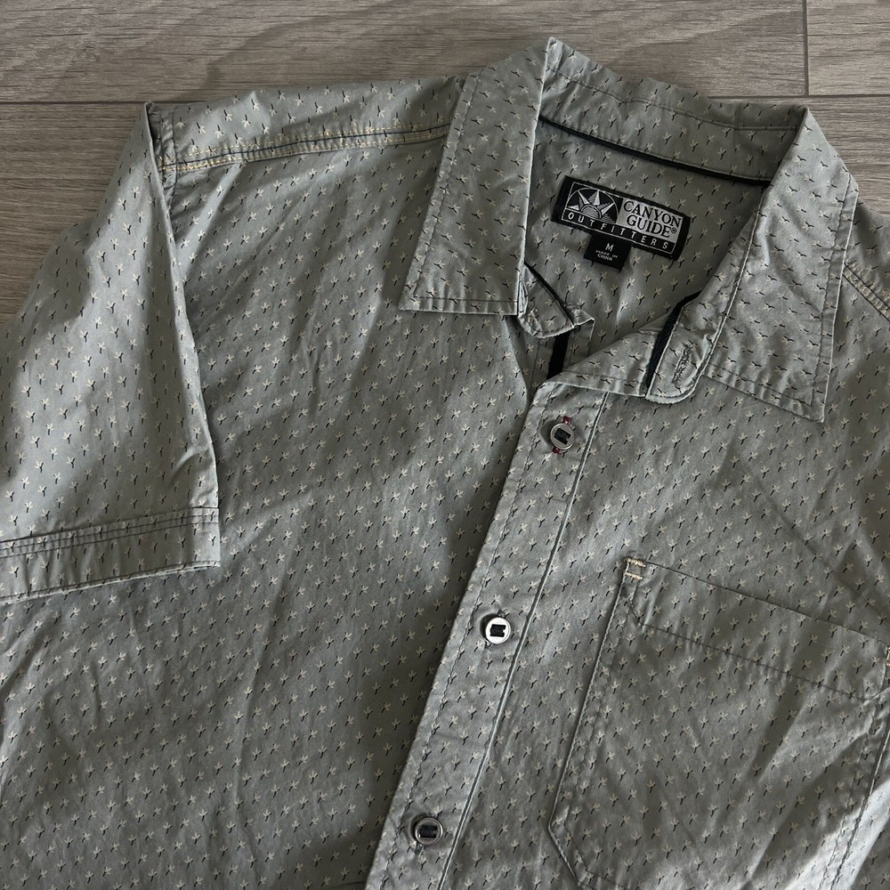 Canyon Guide Outfitters Mens Gray Mini Floral Button Up Shirt Size Medium