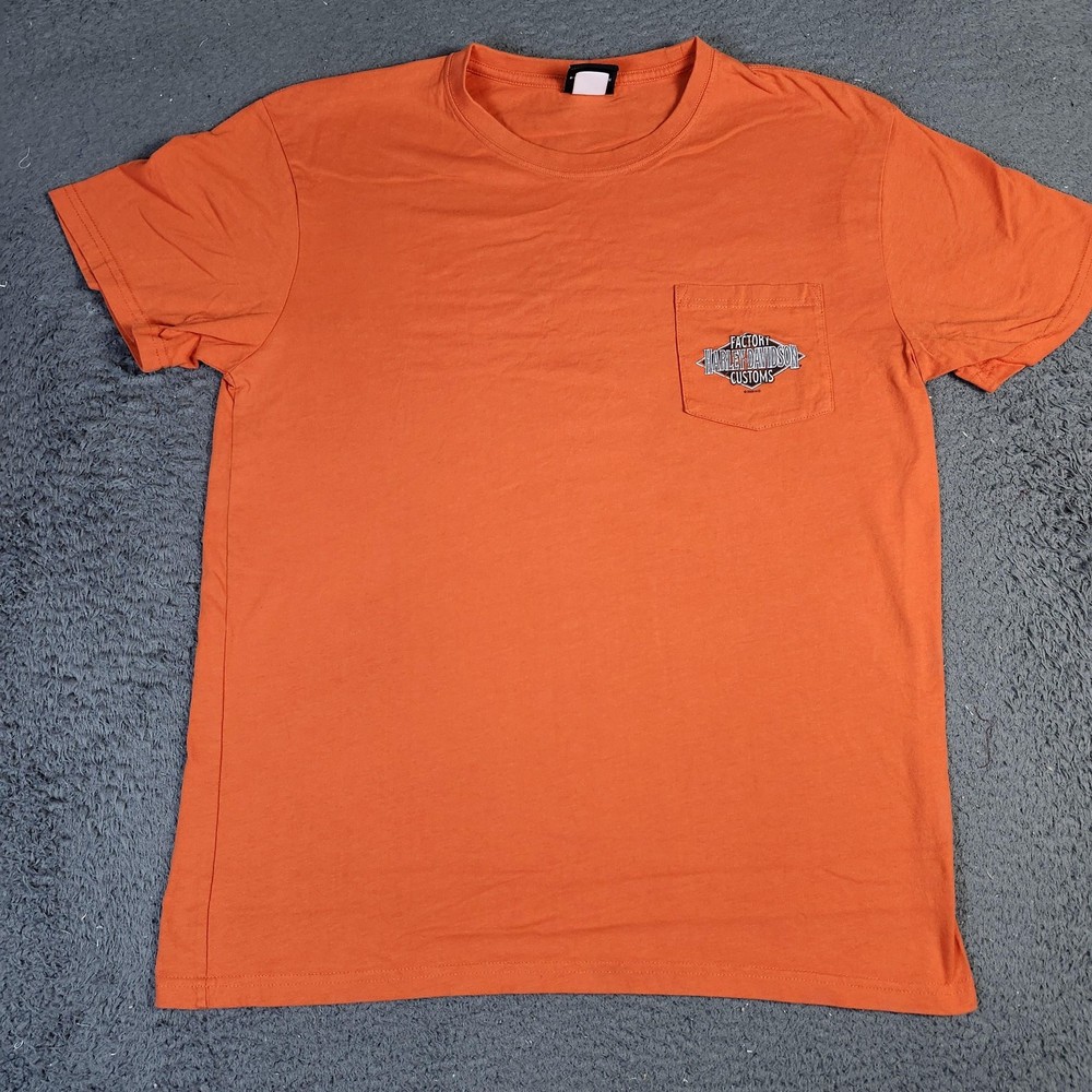 Harley-Davidson Shirt Mens Large Orange Pocket Smoky Mountain Maryville TN