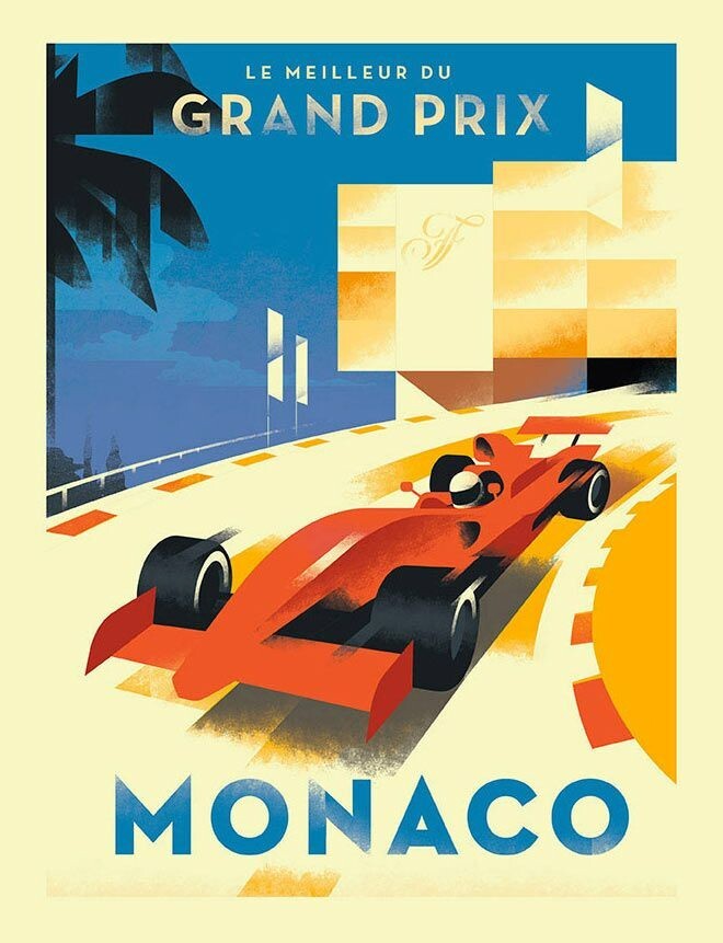 Monaco Grand Prix Poster – Art Deco Style Formula 1 Racing Print