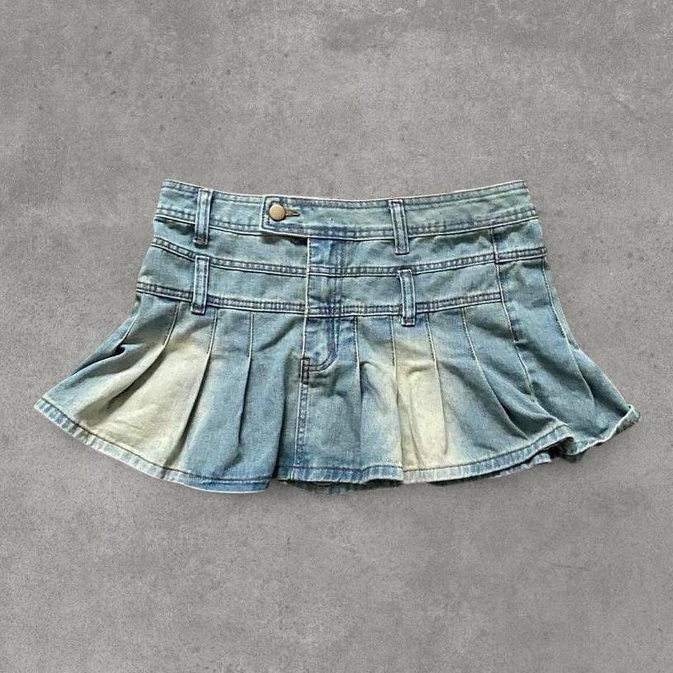 SHEIN blue denim pleated mini skirt Womens Size Medium
