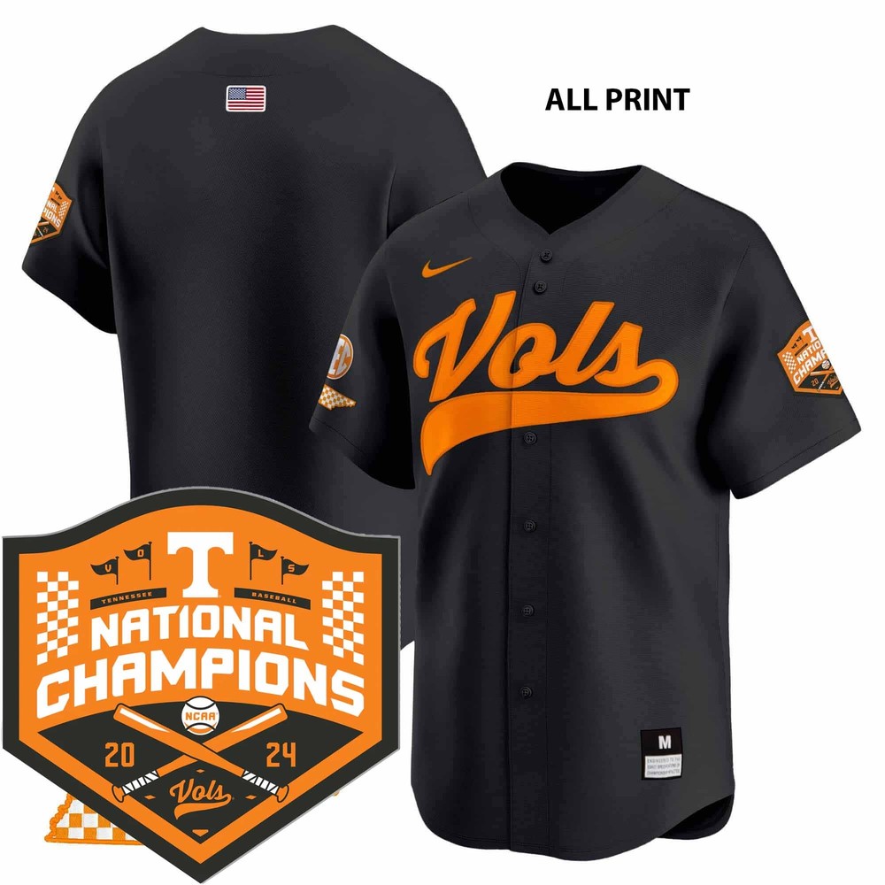 2024 Tennessee Volunteers Baseball Champions Jersey – Team Print Style